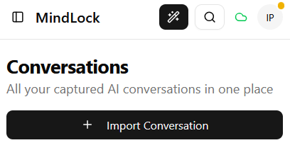 Import button in header